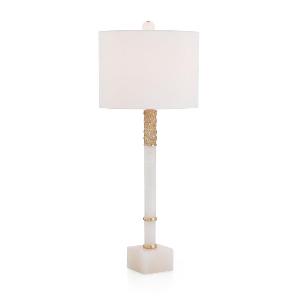 Table Lamps Alabaster With Filigree Overlay Table Lamp - White