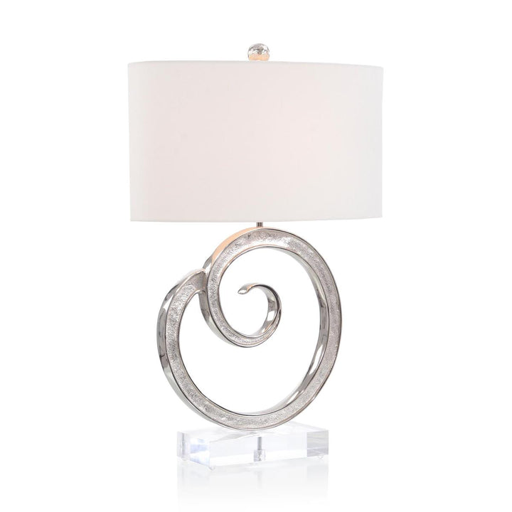 Helix Nickel Table Lamp - Silver,White