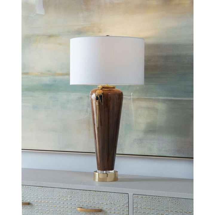 Table Lamps Lagniappe Brown Enamel Table Lamp - Gold, Grey, Natural