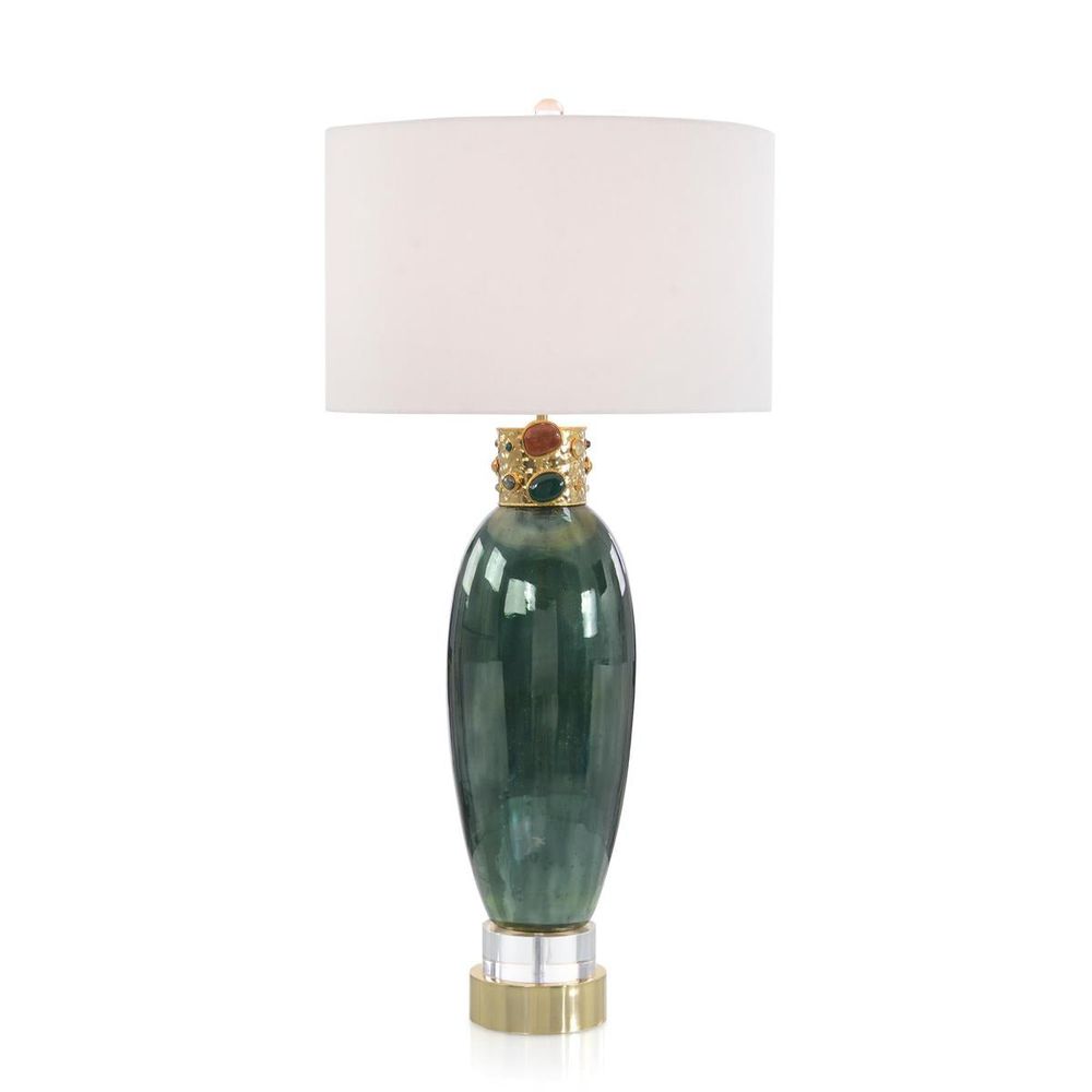 Table Lamps Jeweled-Collar Table Lamp in Illusion Green - Grey, Green