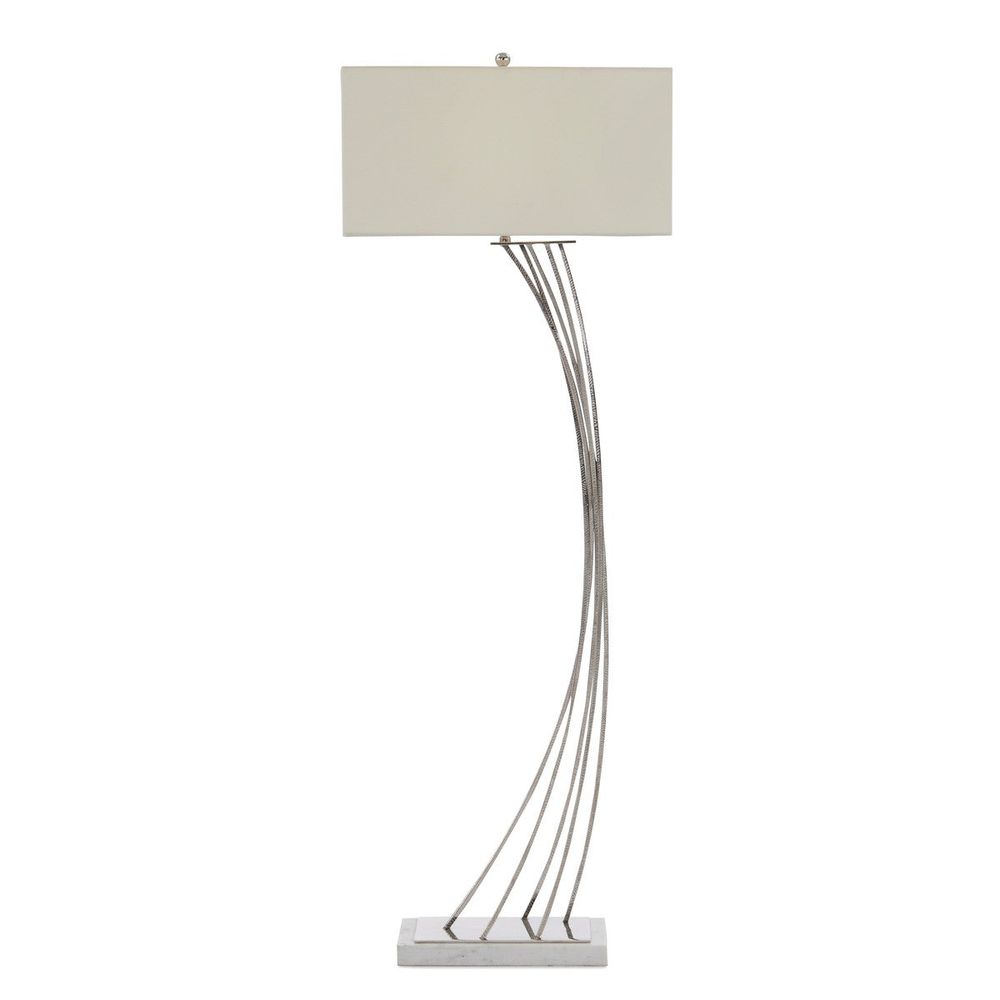 Floor Lamps Cambered Nickel Floor Lamp - Silver, White