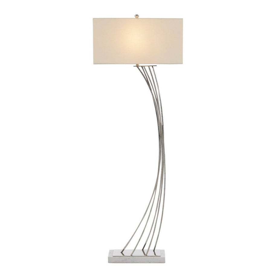 Floor Lamps Cambered Nickel Floor Lamp - Silver, White