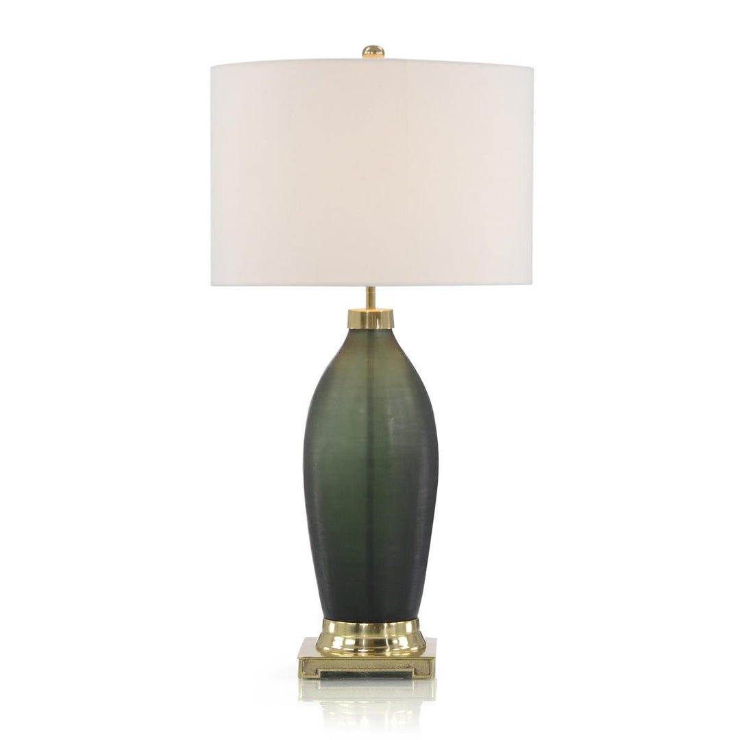 Jade Green Etched Glass Table Lamp - Green,White