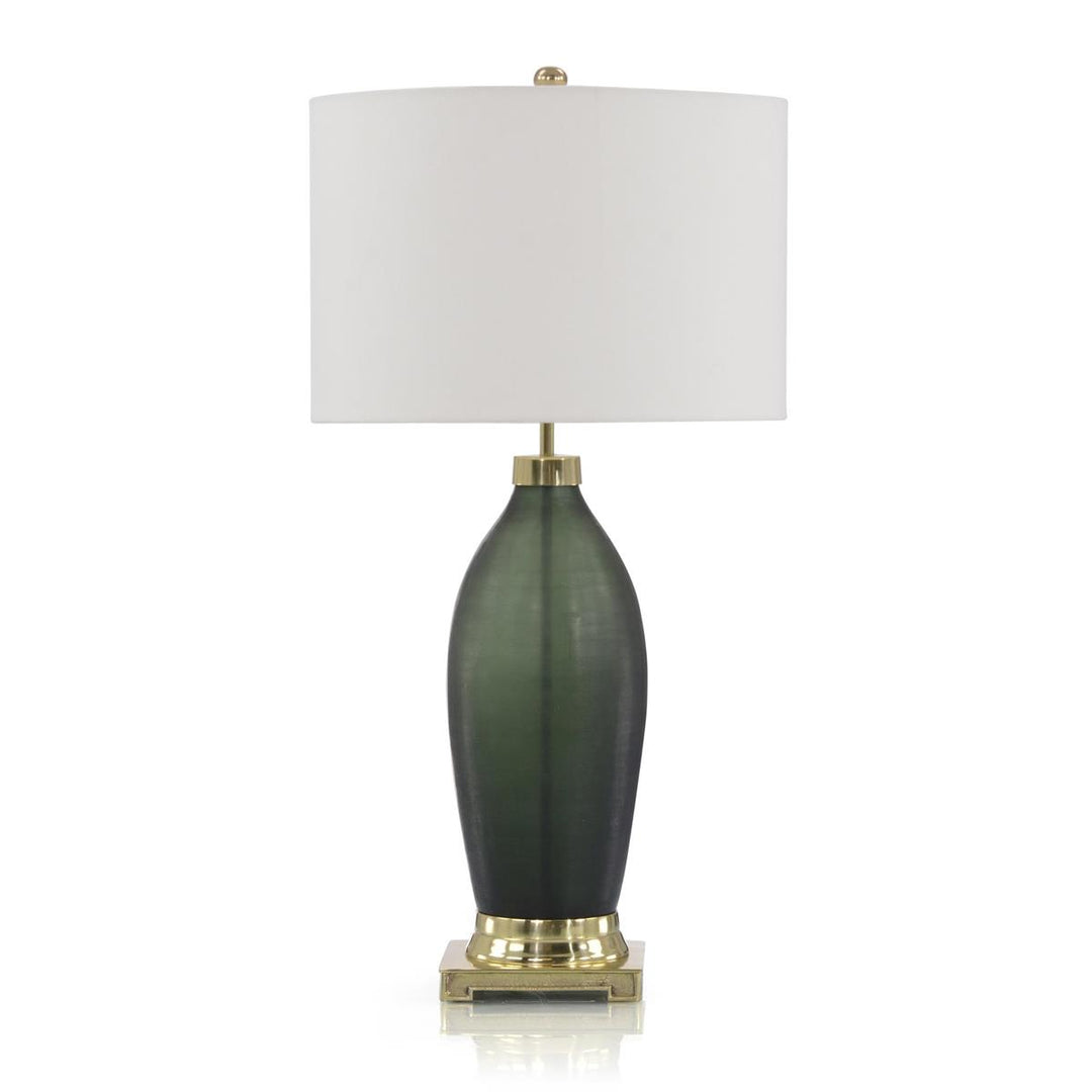 Jade Green Etched Glass Table Lamp - Green,White