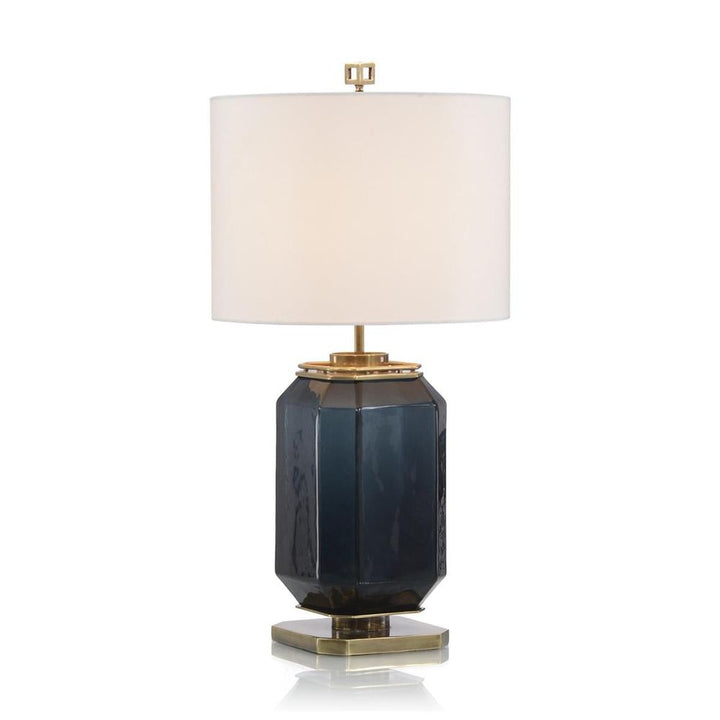 Table Lamps Navy Blue Glass And Brass Table Lamp - Blue, Brass, White