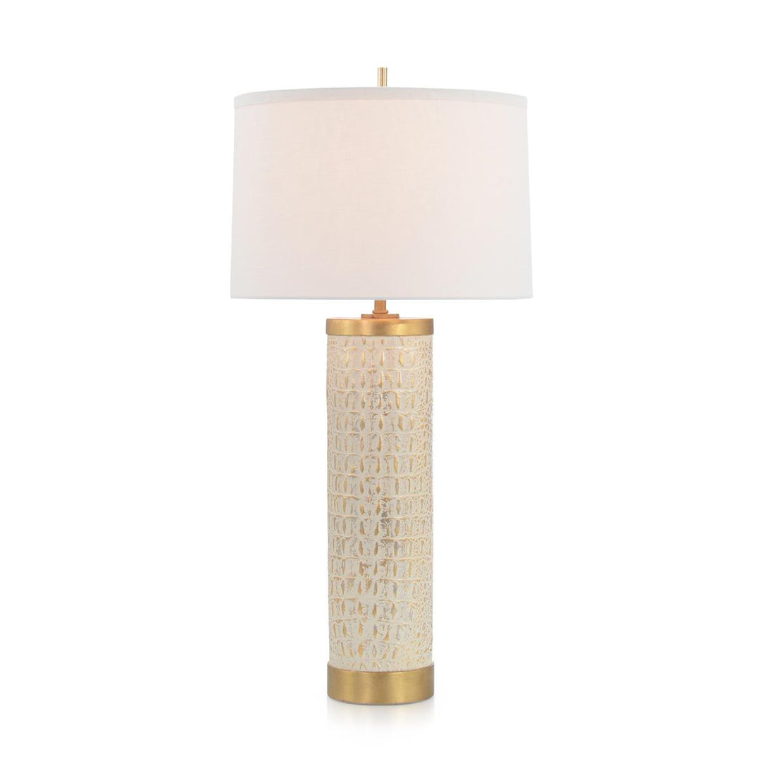 Faux Crocodile Table Lamp In Gilded Cream - Natural,White