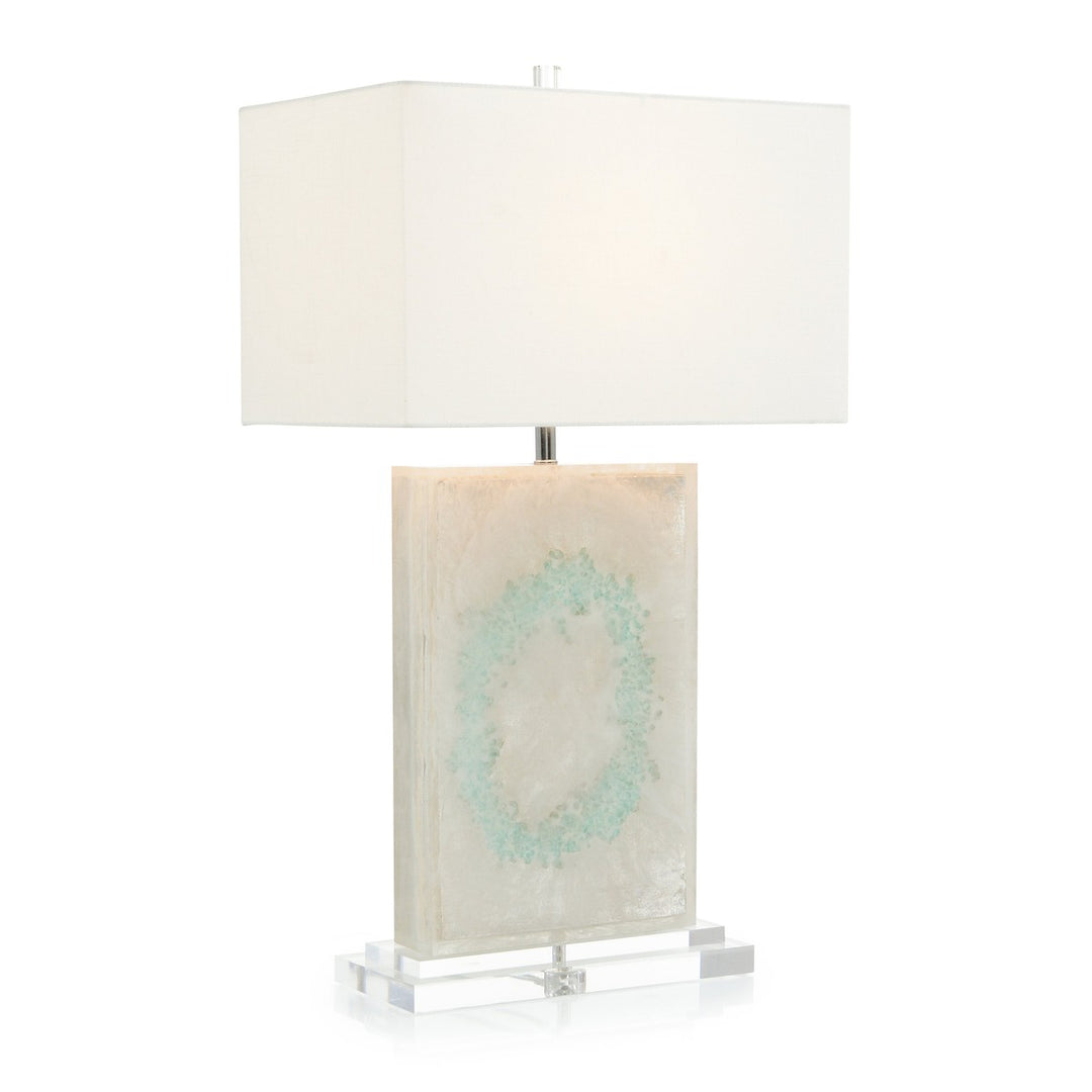 Polished quartz with silver leaf table lamp - Green