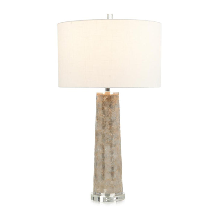 Narrow Mica Cylinder Table Lamp - White