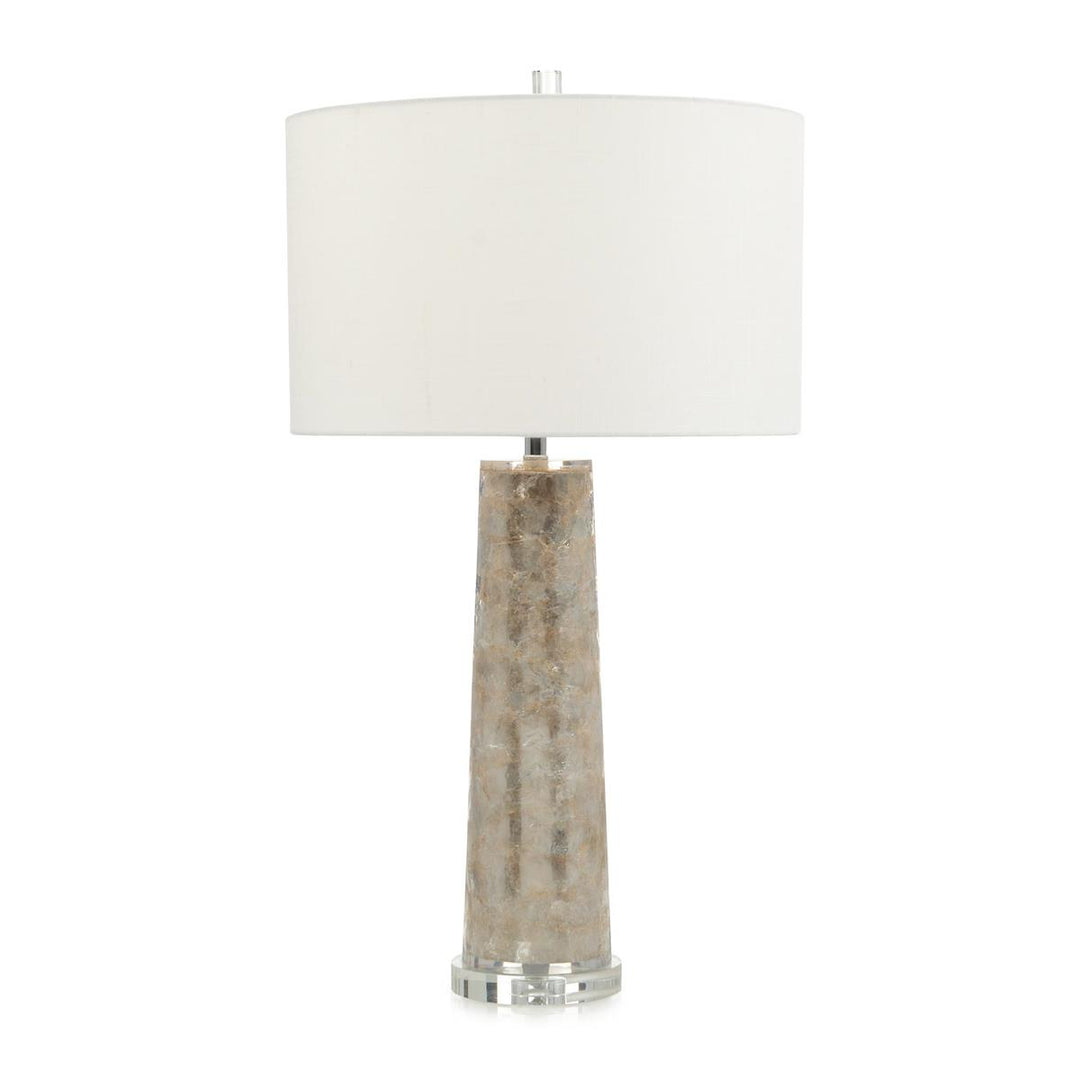 Narrow Mica Cylinder Table Lamp - White