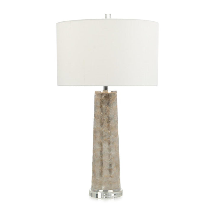 Narrow Mica Cylinder Table Lamp - White