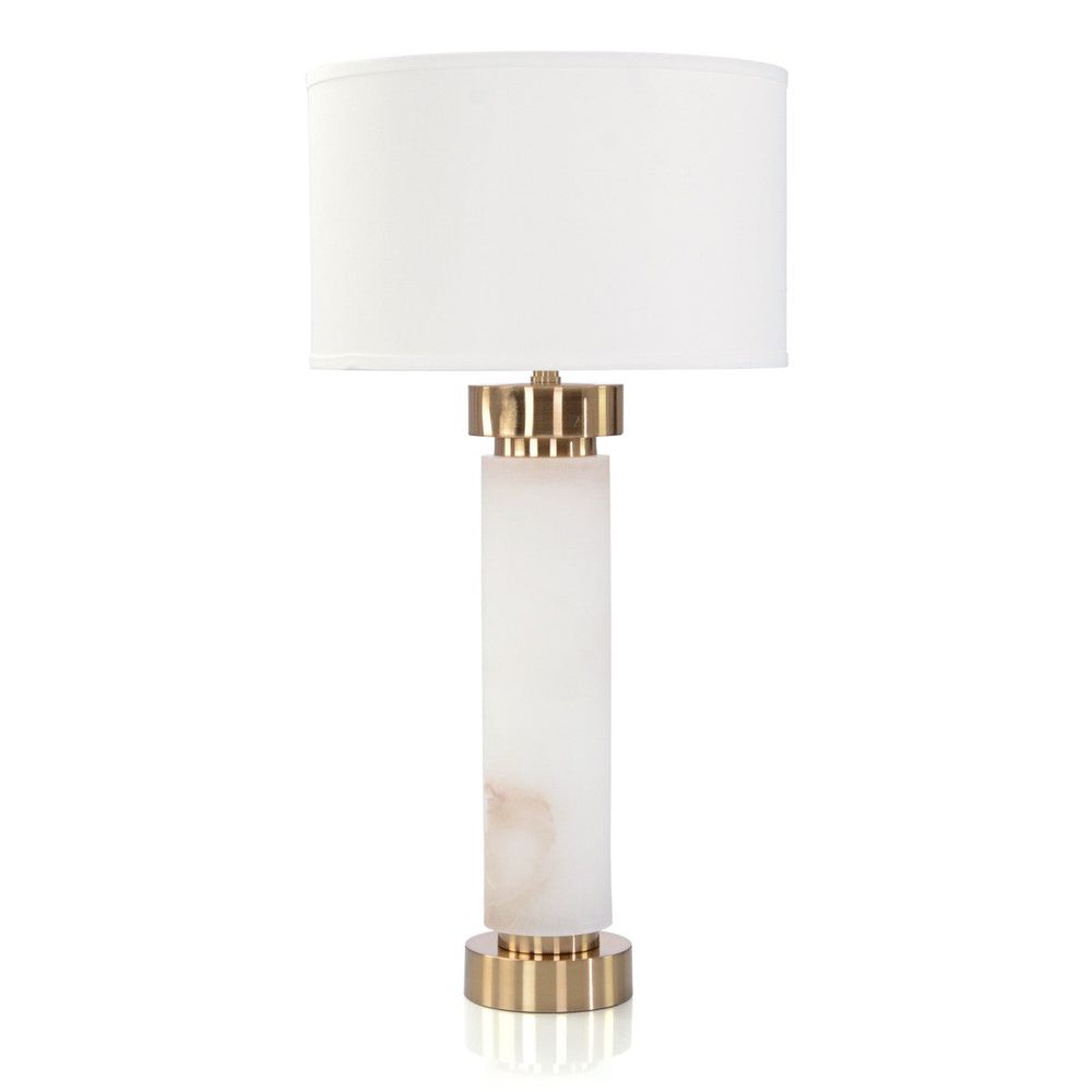 Table Lamps Alabaster and Coffee Bronze Table Lamp - Bronze, White