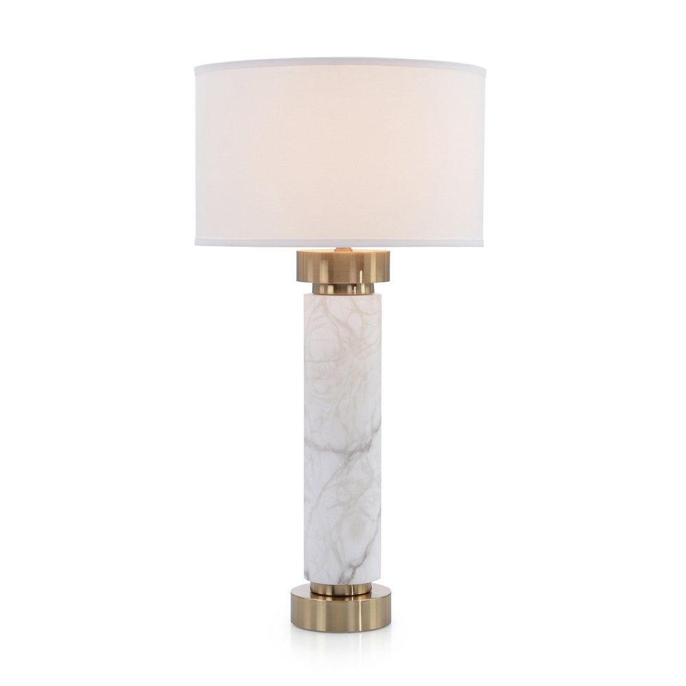 Table Lamps Alabaster and Coffee Bronze Table Lamp - Bronze, White