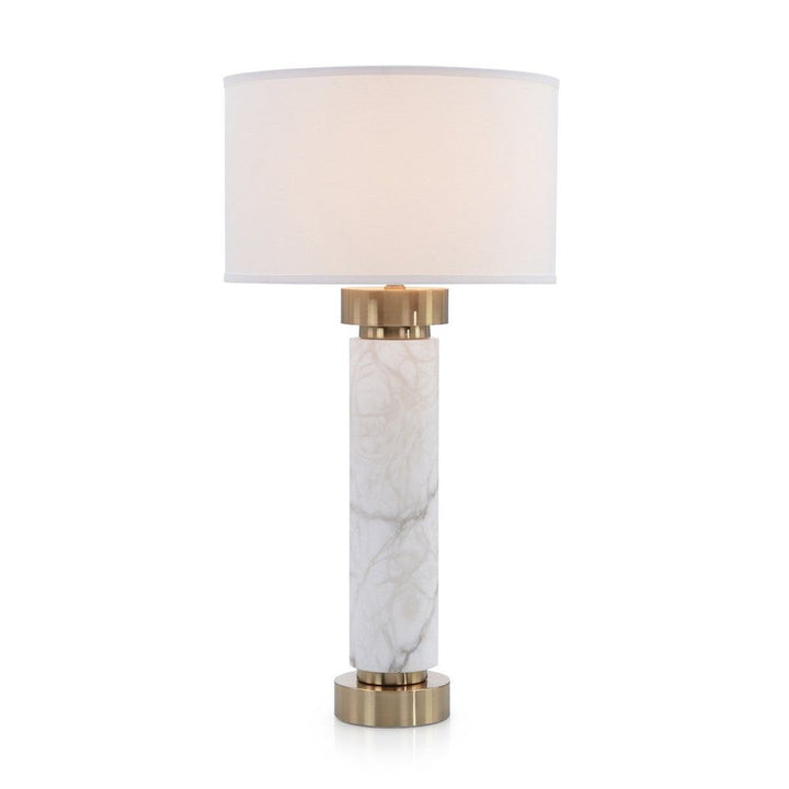 Table Lamps Alabaster and Coffee Bronze Table Lamp - Bronze, White