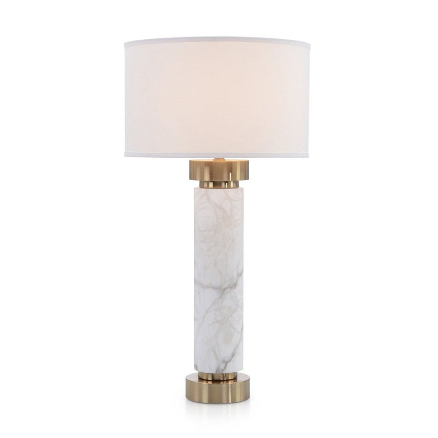 Table Lamps Alabaster and Coffee Bronze Table Lamp - Bronze, White