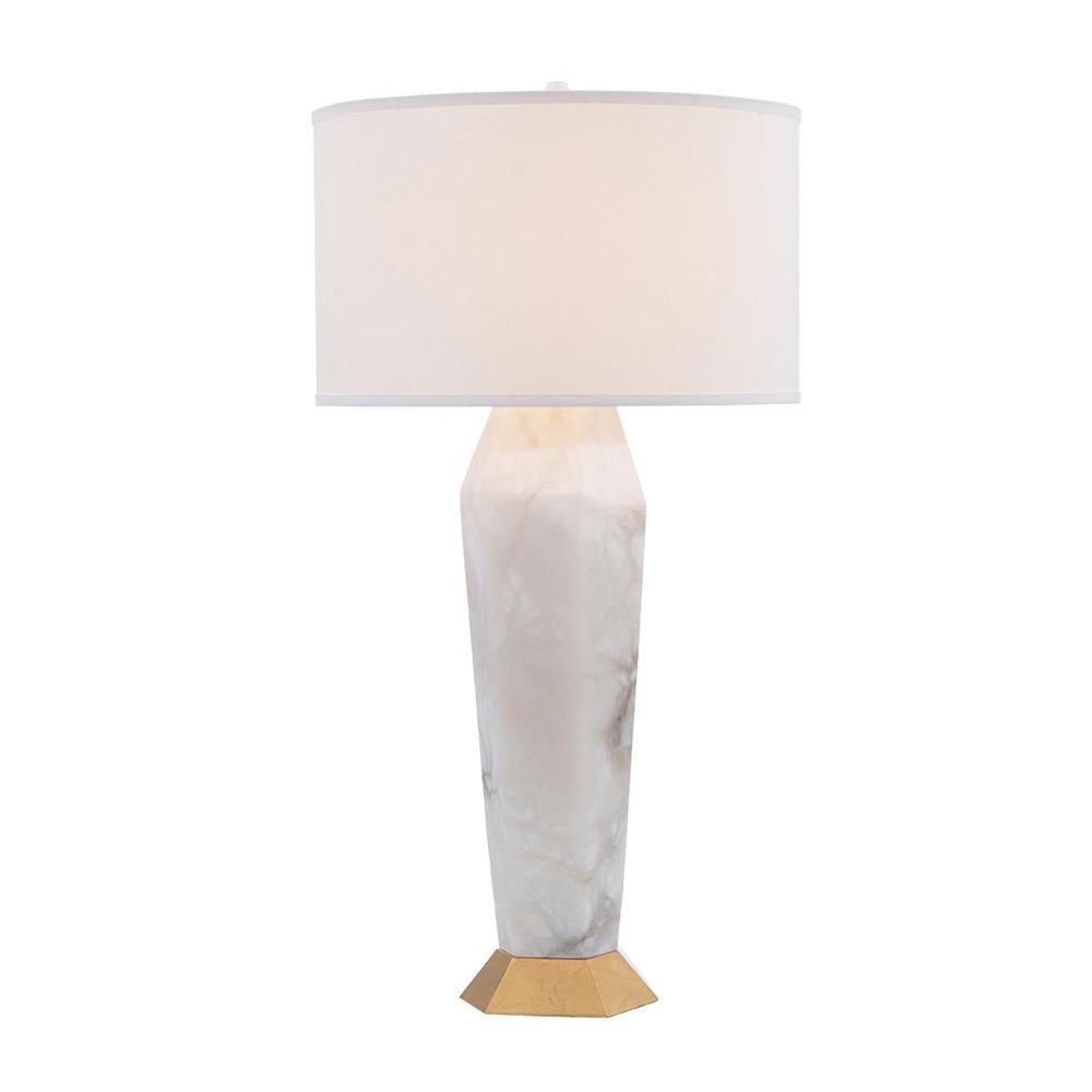Table Lamps Marble and Gold-Leaf Hexagon Table Lamp - Bronze, White