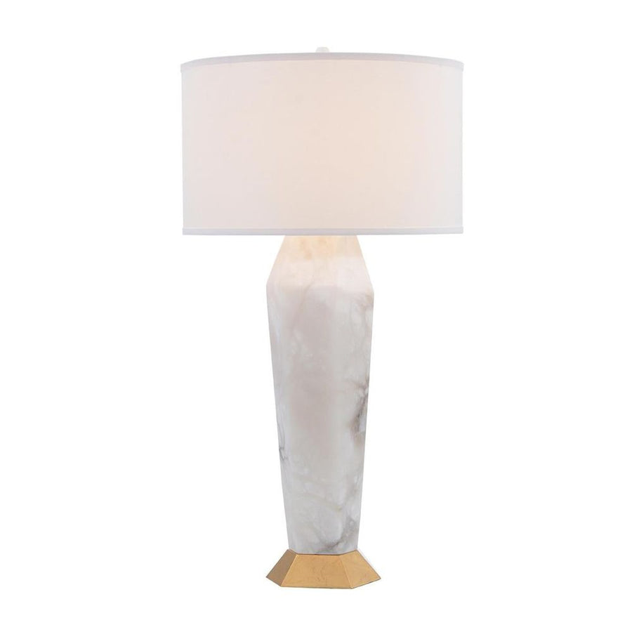 Table Lamps Marble and Gold-Leaf Hexagon Table Lamp - Bronze, White