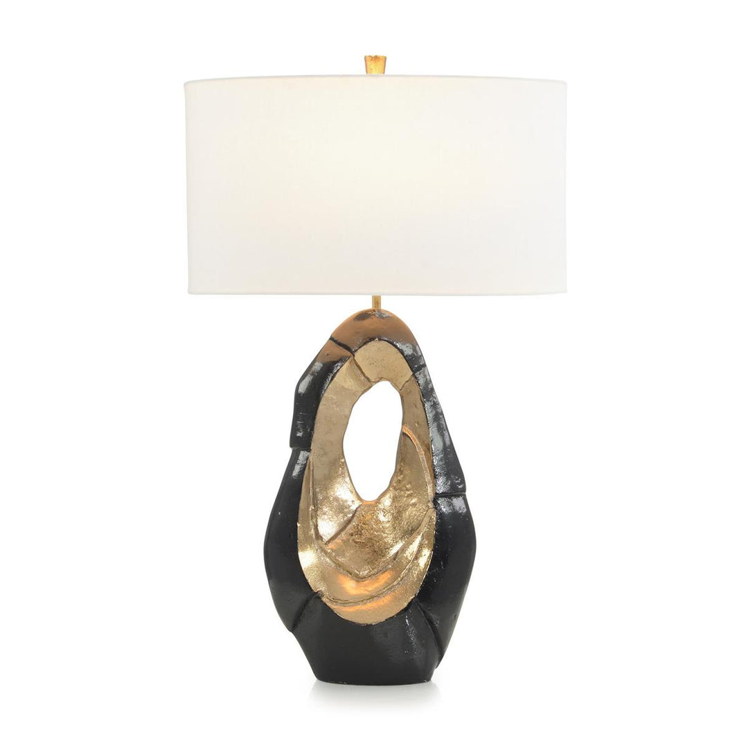 Ebony And Gold Sculpture Lamp - Brass,White