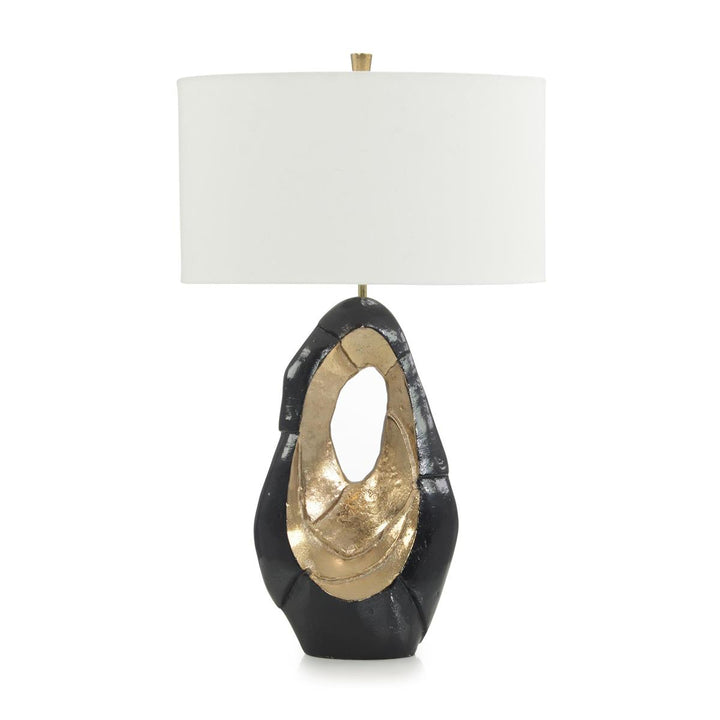 Ebony And Gold Sculpture Lamp - Brass,White