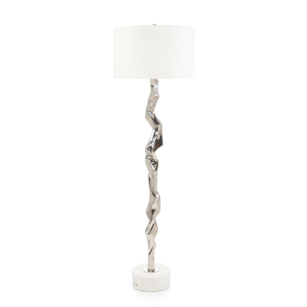 Floor Lamps Polished Nickel Geometric Floor Lamp - White