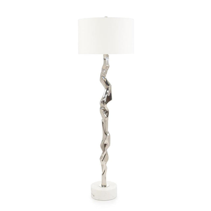 Floor Lamps Polished Nickel Geometric Floor Lamp - White