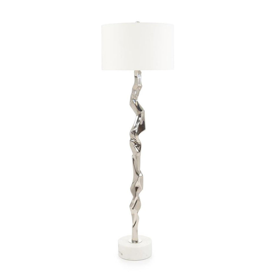 Floor Lamps Polished Nickel Geometric Floor Lamp - White