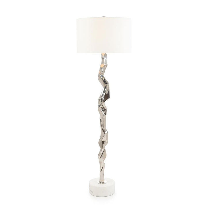 Floor Lamps Polished Nickel Geometric Floor Lamp - White