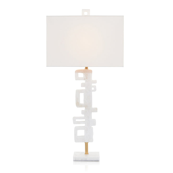 Larkin Antique Gold Leaf Table Lamp - White - Stone