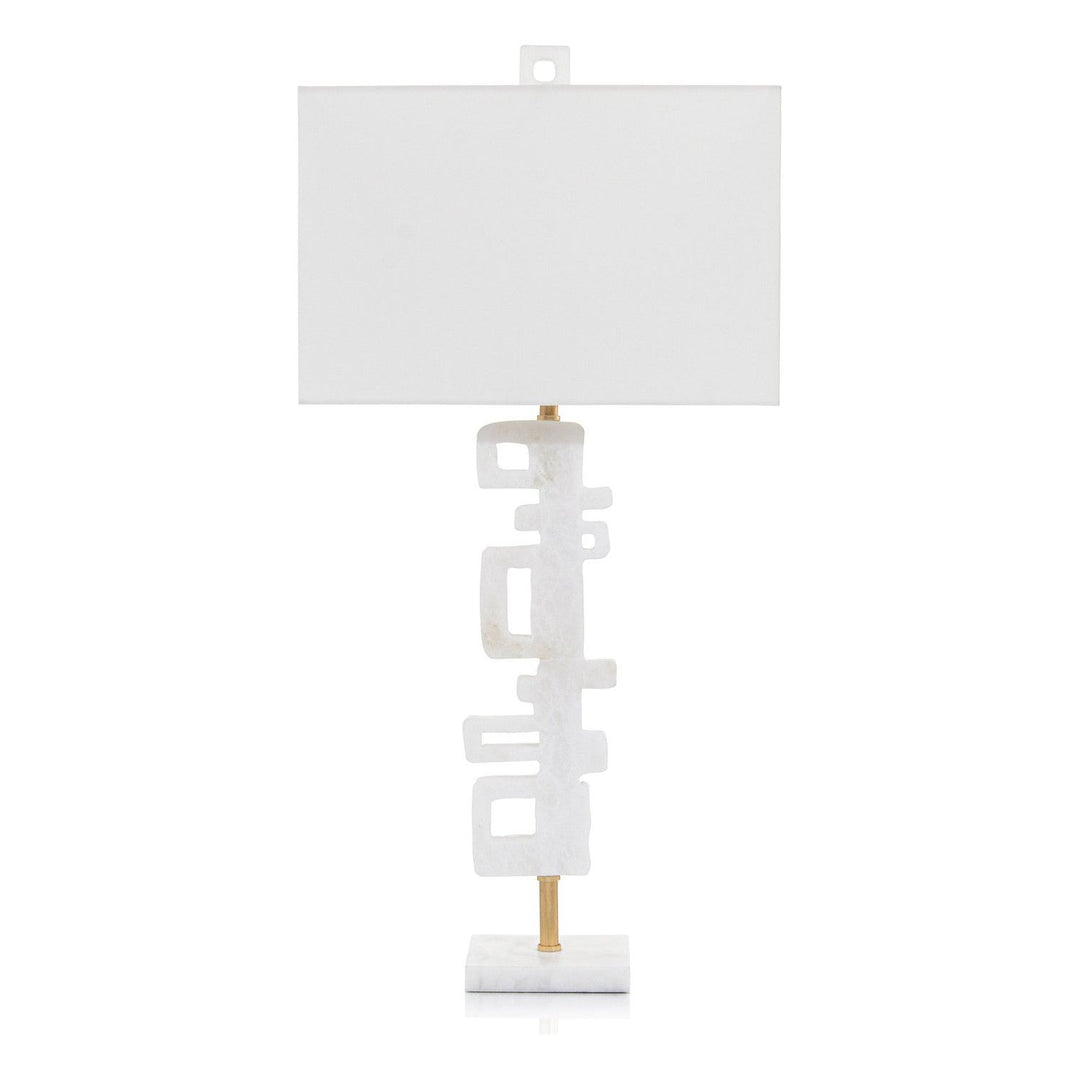 Larkin Antique Gold Leaf Table Lamp - White - Stone