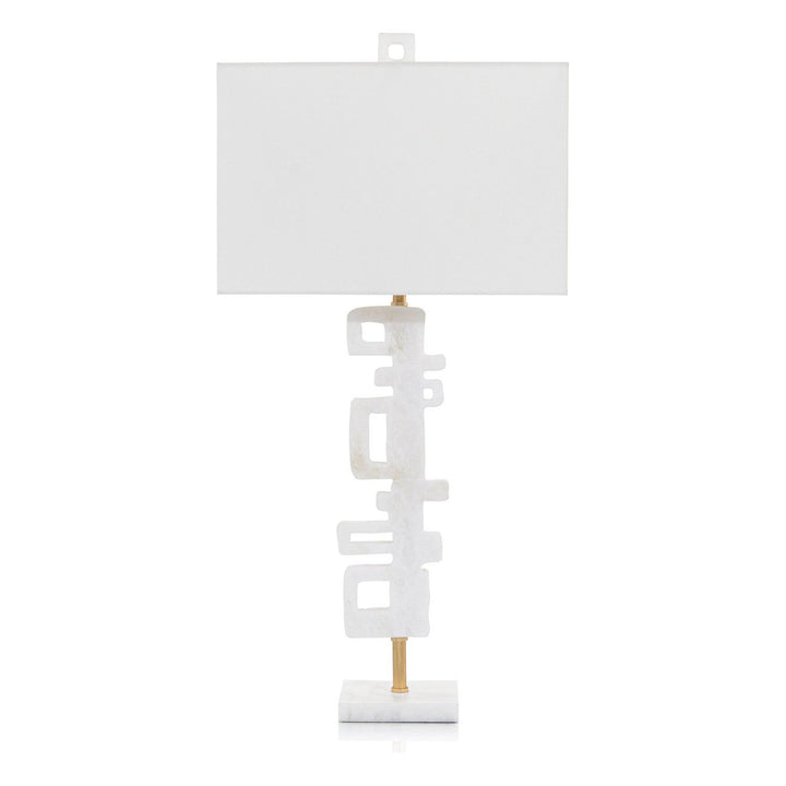 Larkin Antique Gold Leaf Table Lamp - White - Stone