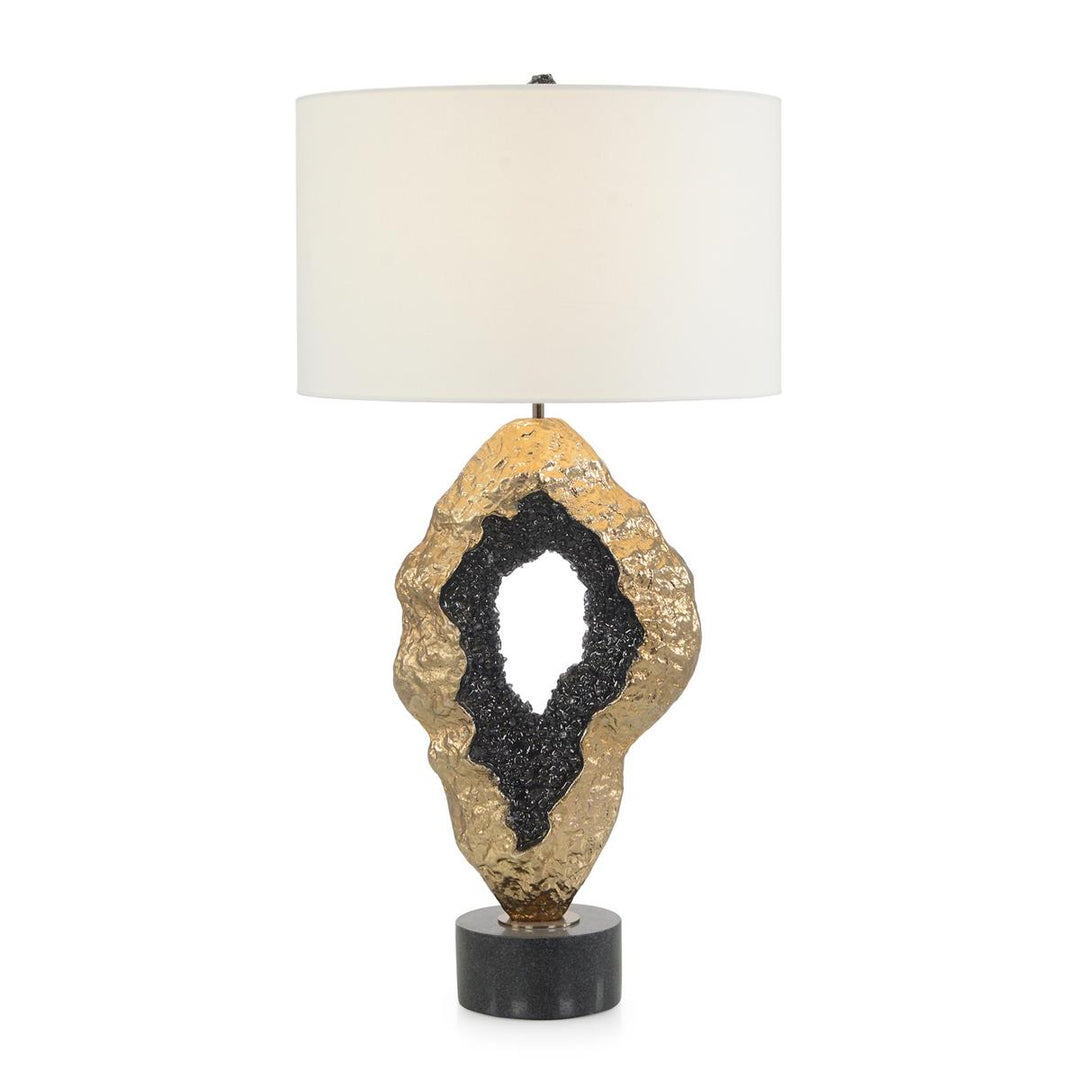 Textured Gold And Ebony Geode Table Lamp - Gold