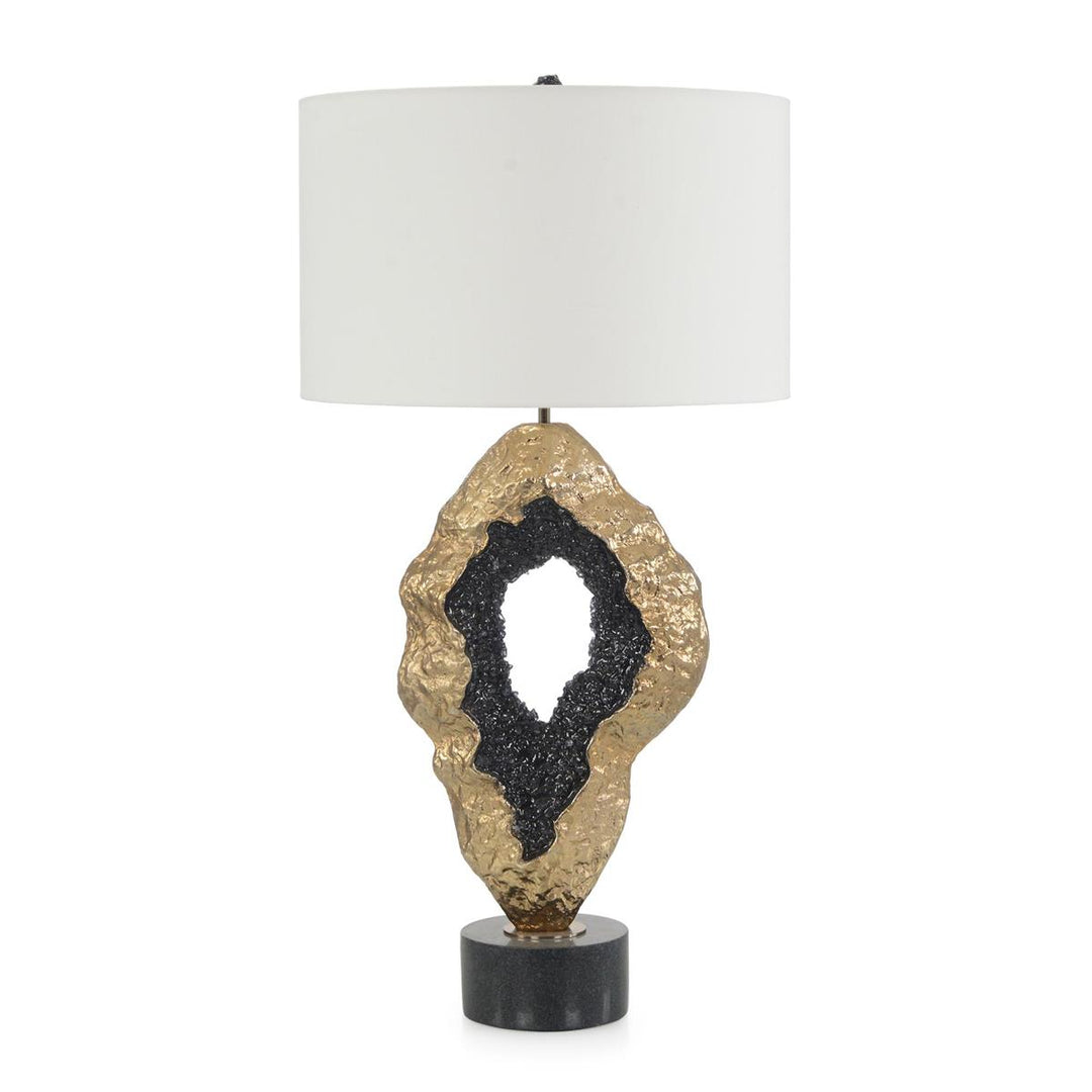 Textured Gold And Ebony Geode Table Lamp - Gold