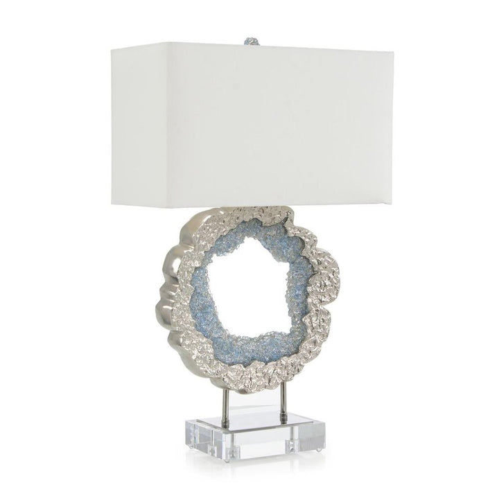 Table Lamps Hammered Nickel And Sea Blue Geode Table Lamp