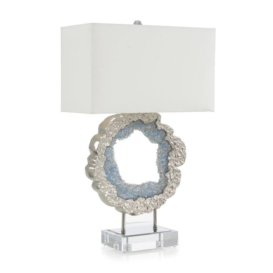 Table Lamps Hammered Nickel And Sea Blue Geode Table Lamp