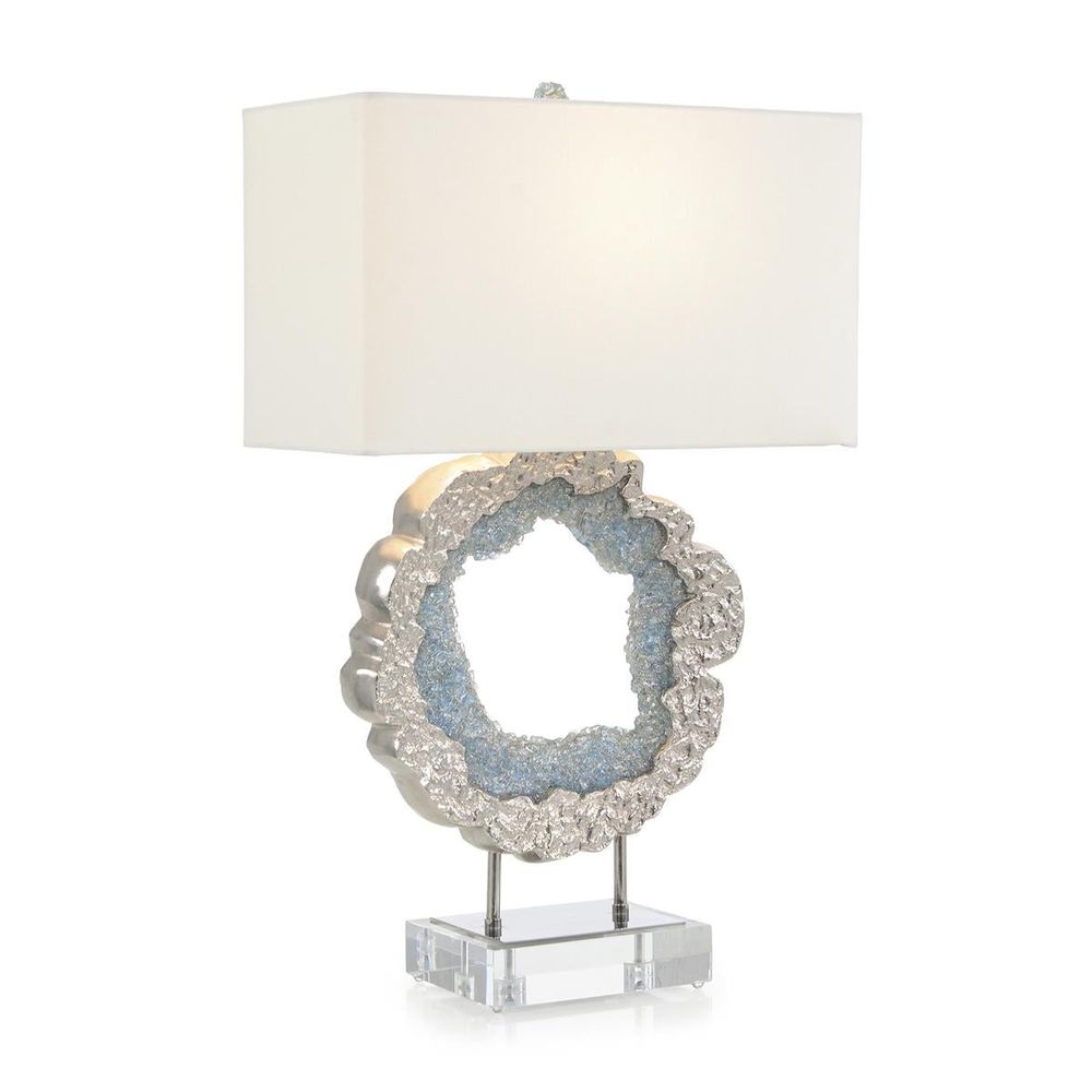 Table Lamps Hammered Nickel And Sea Blue Geode Table Lamp