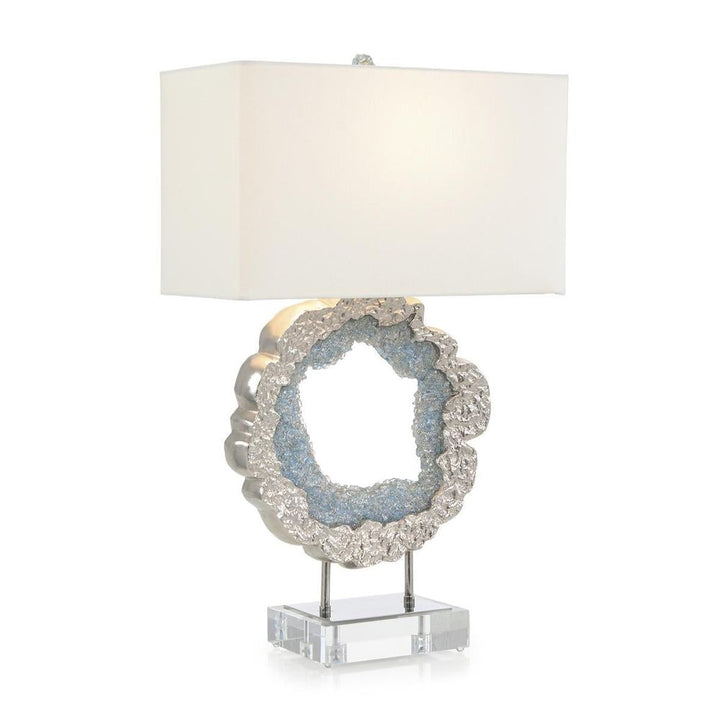 Table Lamps Hammered Nickel And Sea Blue Geode Table Lamp