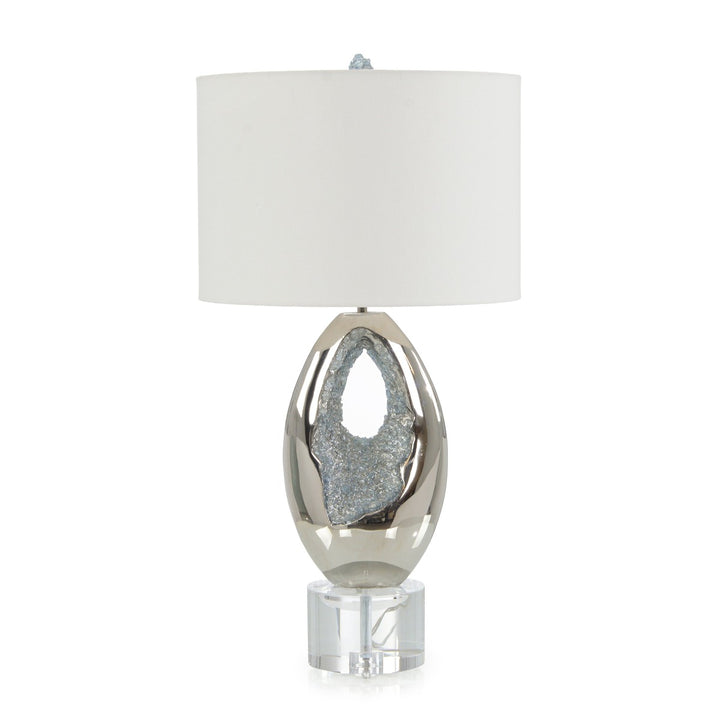 Alden Nickel and Sea Blue Geode Table Lamp - Silver - Aluminum