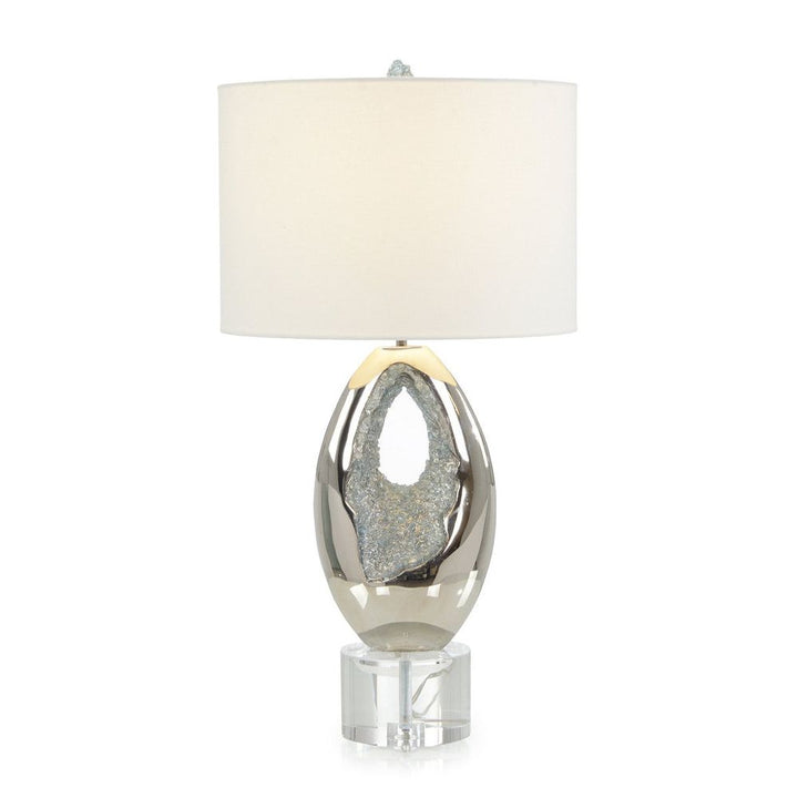 Table Lamps Polished Nickel and Sea Blue Geode Table Lamp - Silver, Clear, Blue