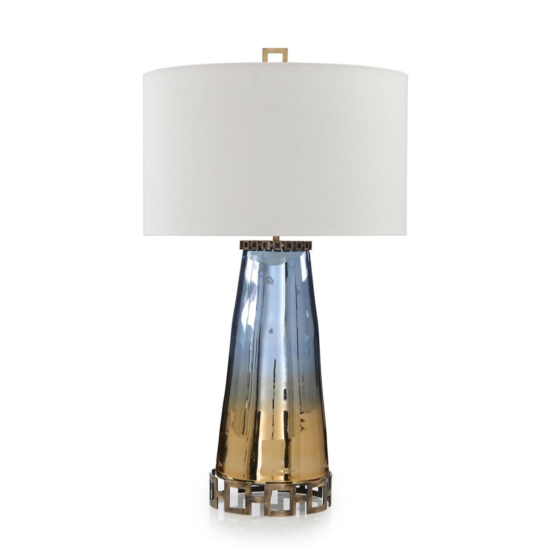 Azure Blue And Amber Glass Table Lamp