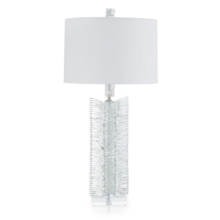 Table Lamps Clear-Cut Glass Column Table Lamp - White