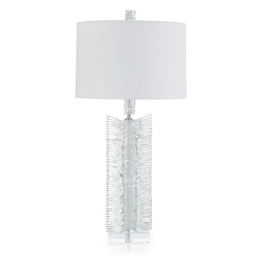 Table Lamps Clear-Cut Glass Column Table Lamp - White