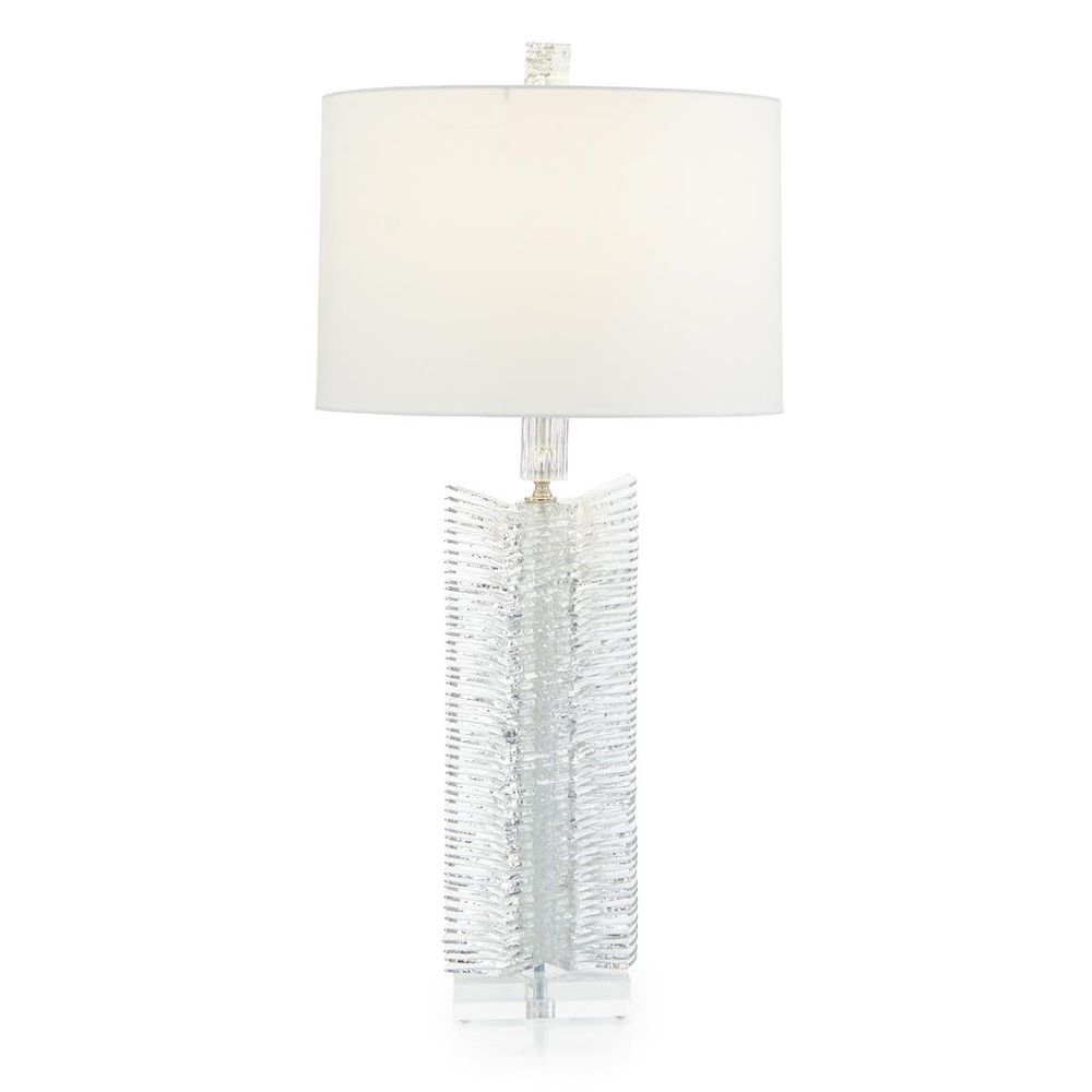 Table Lamps Clear-Cut Glass Column Table Lamp - White