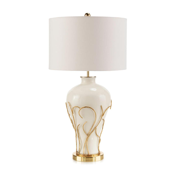 Ivory Flame Table Lamp - Silver,White