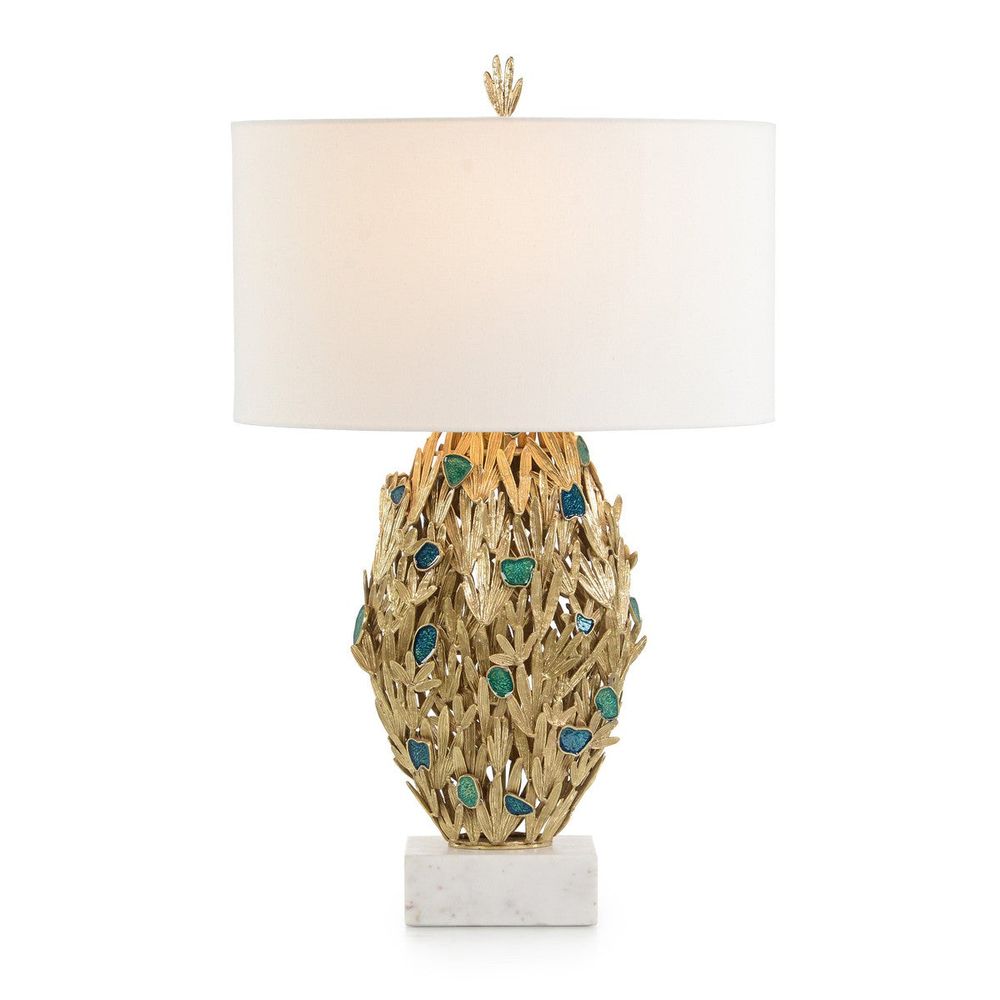 Table Lamps Embellished Fronds Table Lamp - Gold, Green, Natural