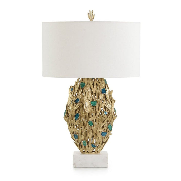 Table Lamps Embellished Fronds Table Lamp - Gold, Green, Natural