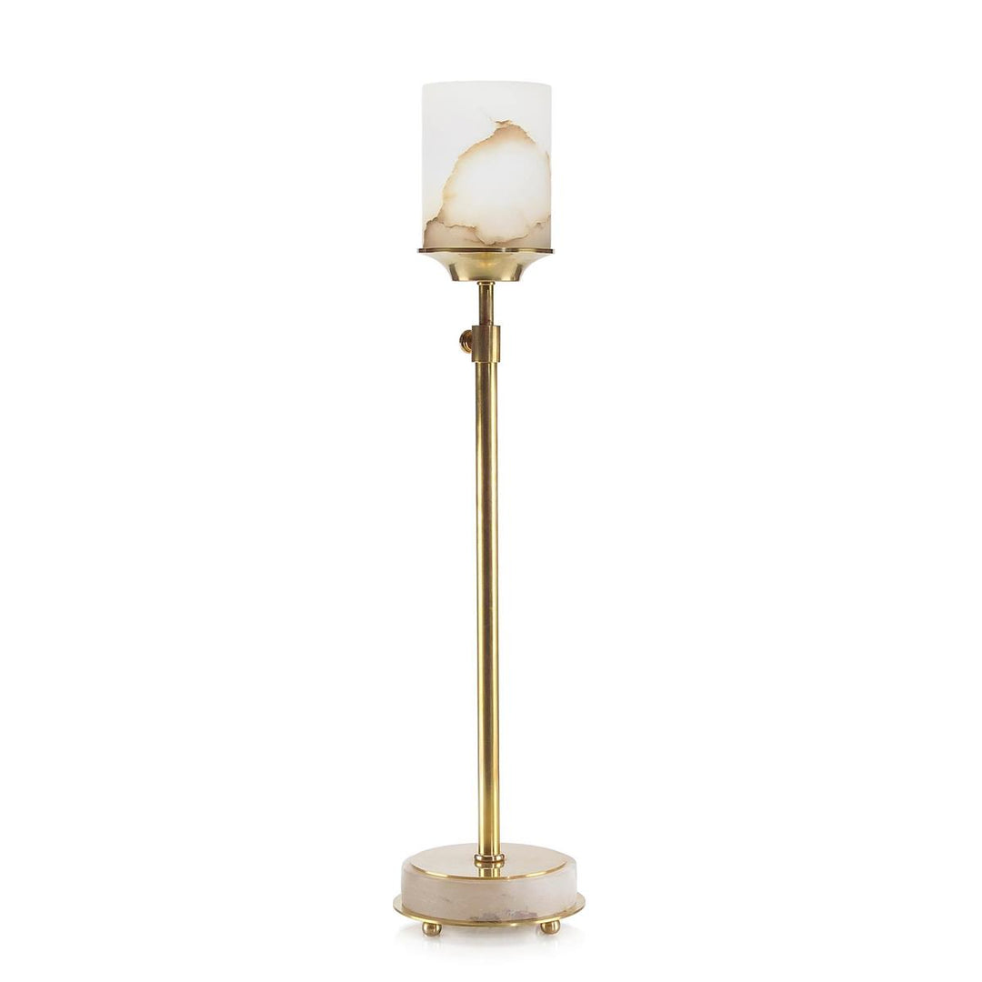 Amber Brass And Alabaster Buffet Lamp - Grey,White