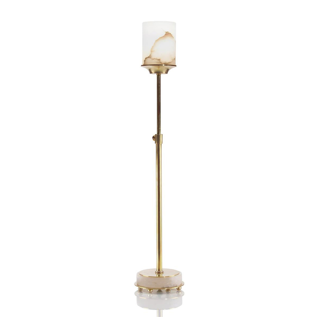 Amber Brass And Alabaster Buffet Lamp - Grey,White