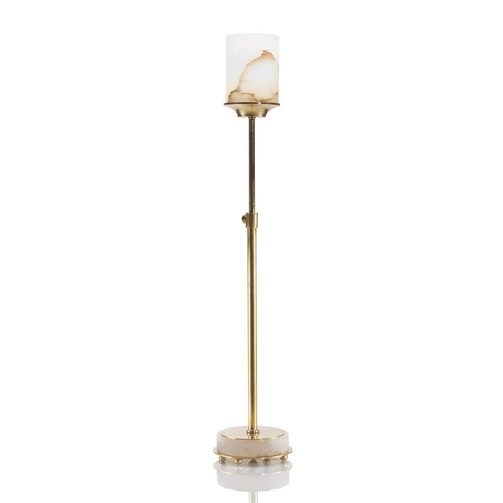 Amber Brass And Alabaster Buffet Lamp - Grey,White