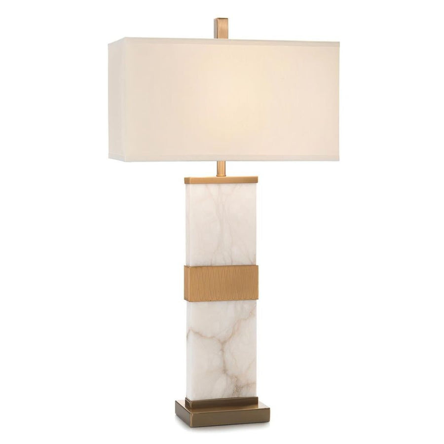 Table Lamps Alabaster Column Table Lamp - White, Gold