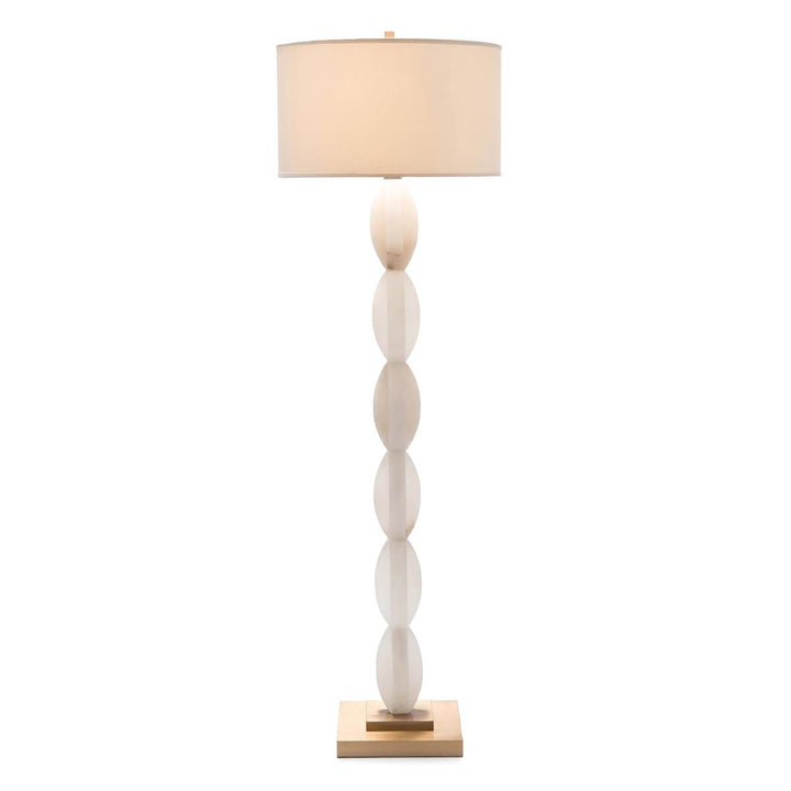 Interwoven Stacked Alabaster Floor Lamp - White