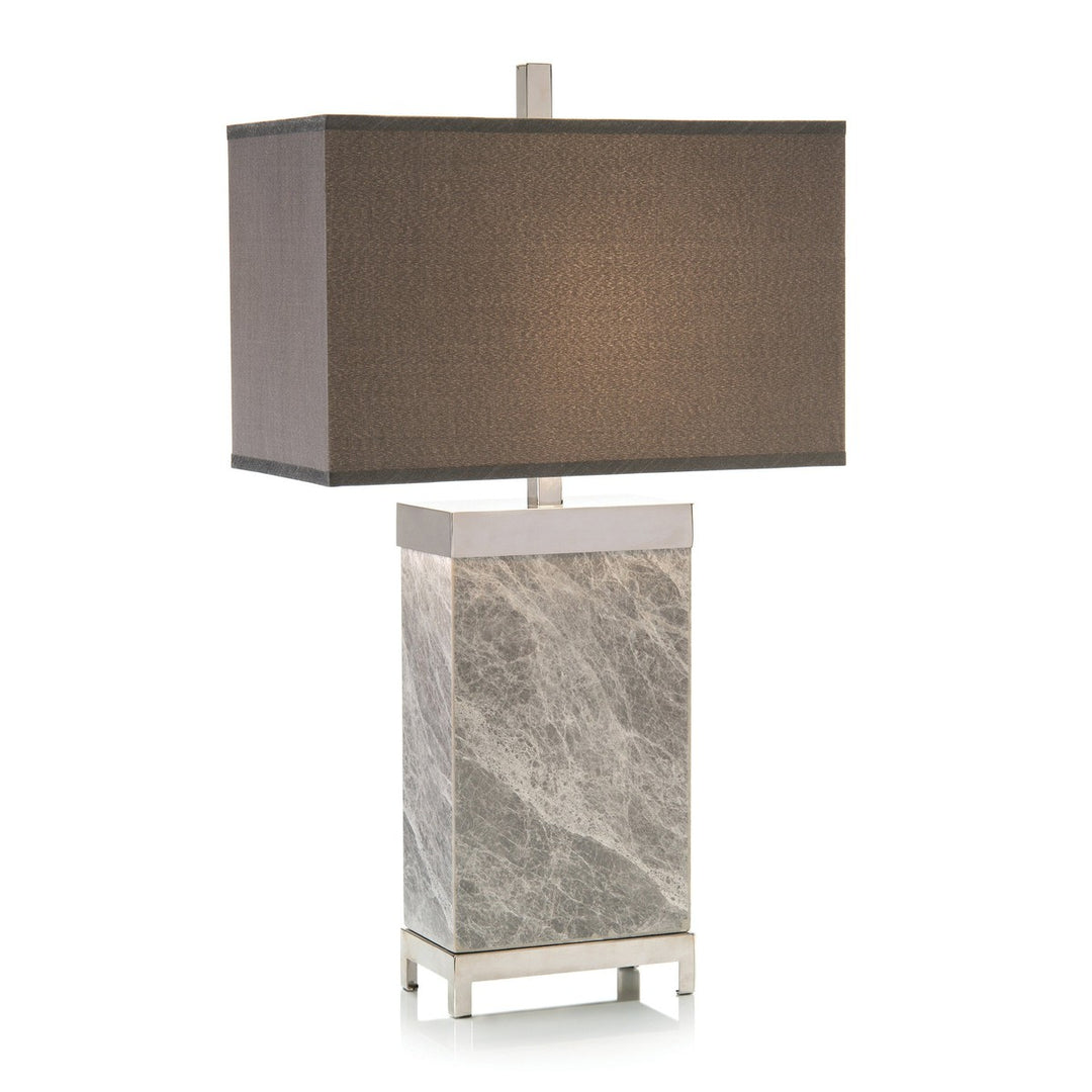 Camden Marble and Polished Nickel Table Lamp - Gray - Steel